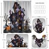 Halloween Shower Curtain Sets Haunted House Pumpkin Shower Curtains With 12 Hooks, Bathroom Decor Sets With Curtain And Rugs