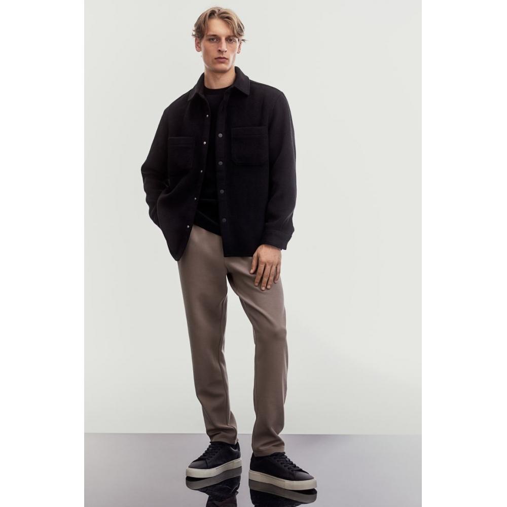 H M sliM Fit Twill Jogger Pants Dark Beige