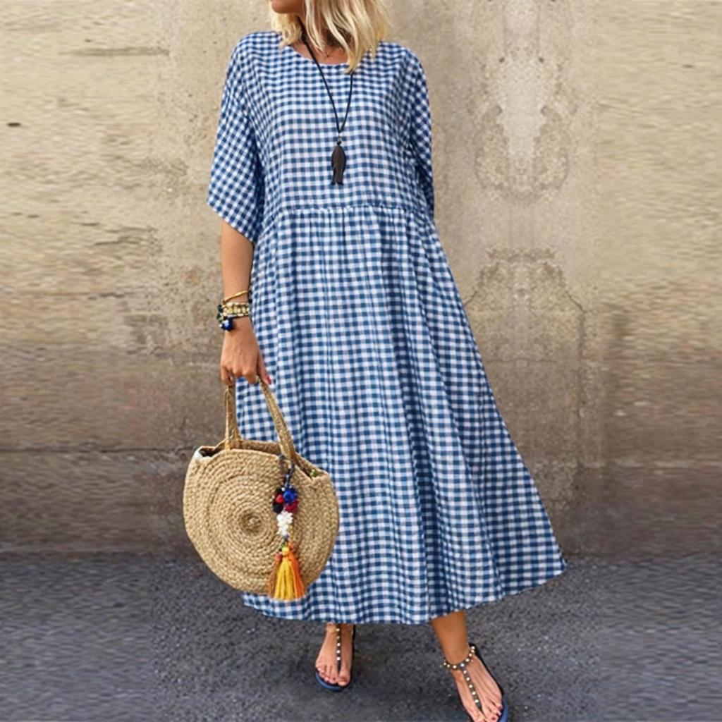 Women's Casual Fashion Plaid Dress