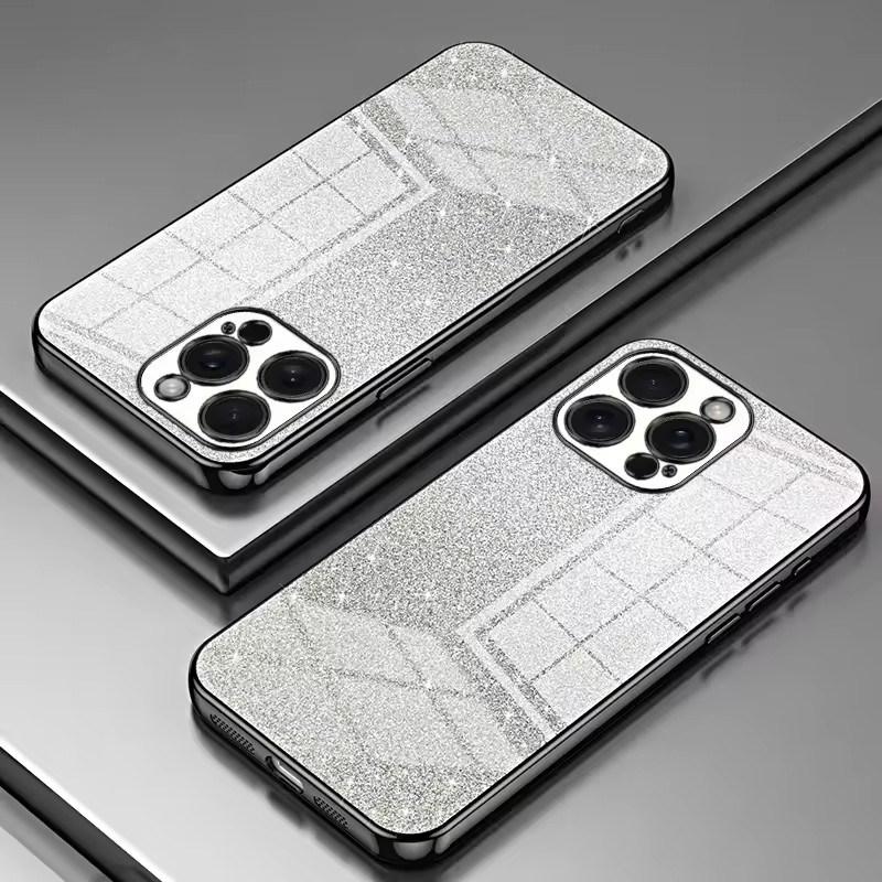 Elektropläterat Glitter Telefonskal För iPhone 16 15 14 13 12 11 Pro Max Plus Stöttåligt Mjukt TPU Baksida
