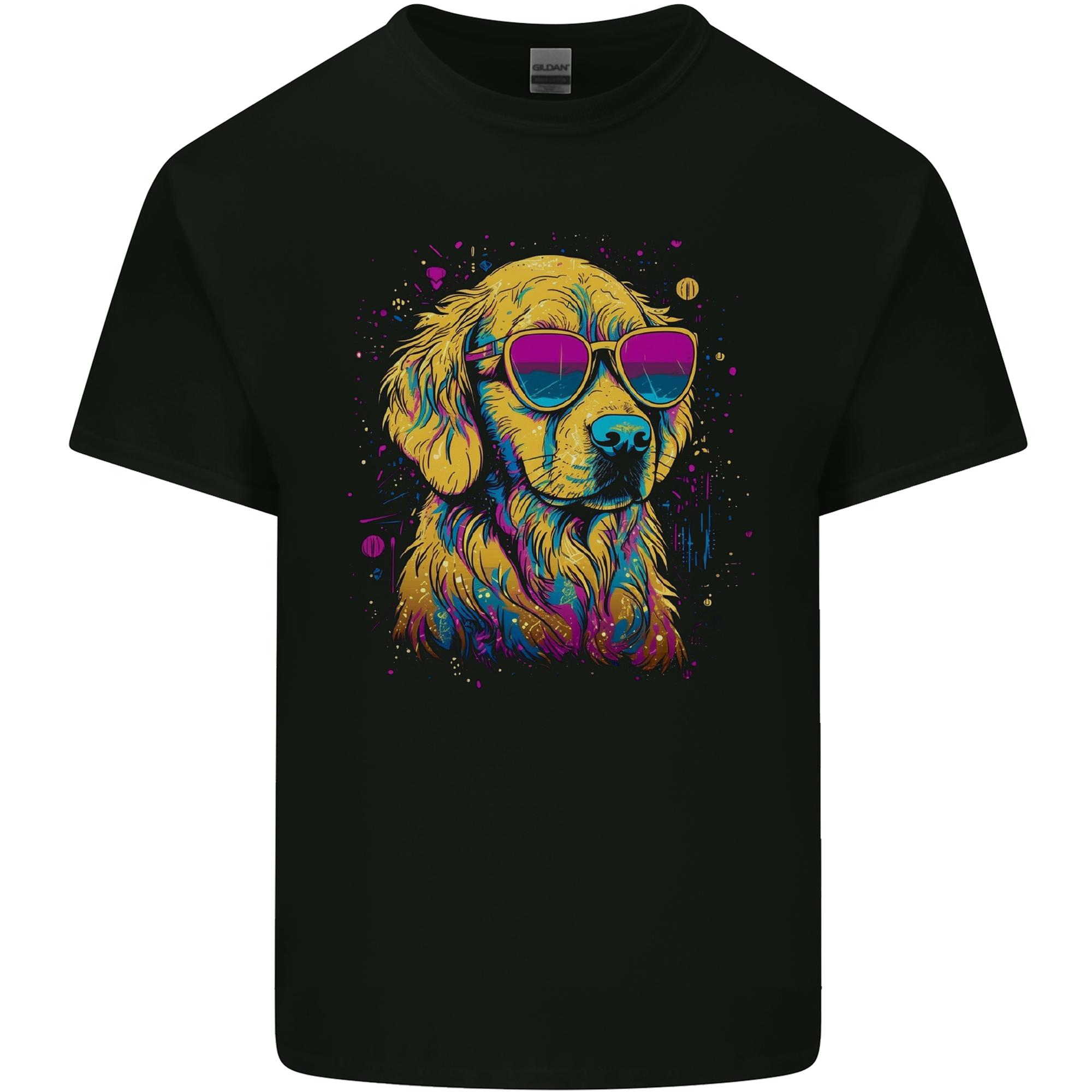 Retrowave Golden Retriever Dog Unisexs Light Cotton TShirt S