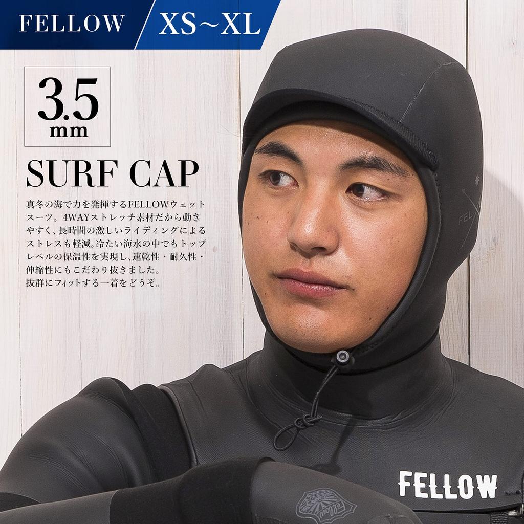 FELLOW Surf Cold Weather Wet Fleece Quick For Cold ML Size Cap, Specification, Cap, 3.5mm, Cap, Surfing, Wetsuit, SUP, Warm, Lining, Drying,