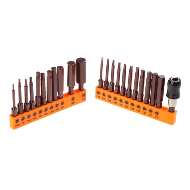 23 Piece Set of Impact Drill Hex Head Wrench Bits for Heavy Duty Screw Driving Magnetic Key Drill Bits