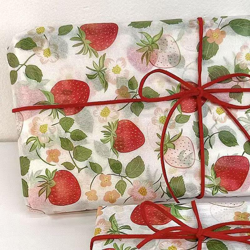 10 Sheets Cute Strawberry Snow Pear Paper Flower Bouquet Wrapped With Flower Lining Wedding Birthday Party Packing Decor Diy