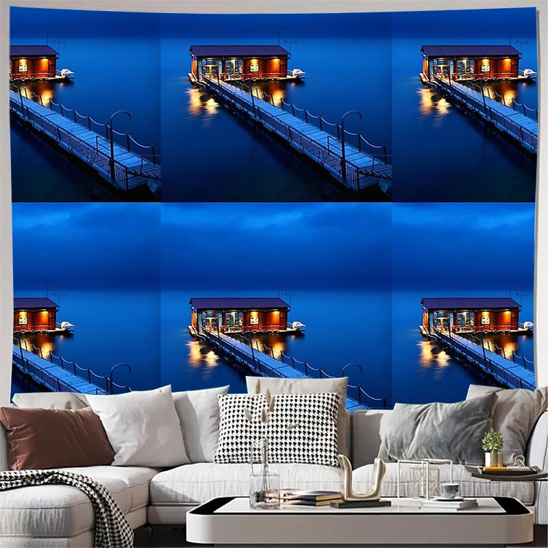 

unframed Ocean Bridge Tapestry Wall Hanging Coastal Decor Beach Landscape Room Aesthetic Tapestry Home Decor Living Room Bedroom 74x94cm(29x37in)