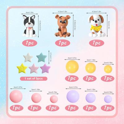 Dog Cake Topper Clay Figurines Puppy Star for Dog Theme Birthday Party Paw Cute Dog Pet Party Baby Shower Supplies