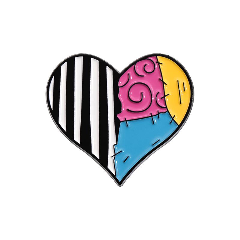 Punk Gothic Heart Enamel Pins Custom Colorful Heart Patches Brooches Lapel Badges Jewelry Gift for Friends