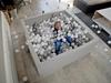 Dry pool 130x30cm light gray with 600 balls: transparent, white, gray, powder pink