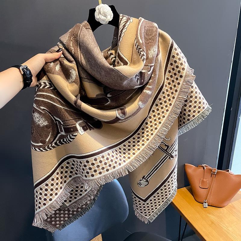 

Кашемировый Теплый Пончо Шарф Женский Зимний Толстый Плед Накидки Буфанда Эшарп Пашмина Роскошный Высокое Качество Принт Шаль Хиджаб 132X134cm