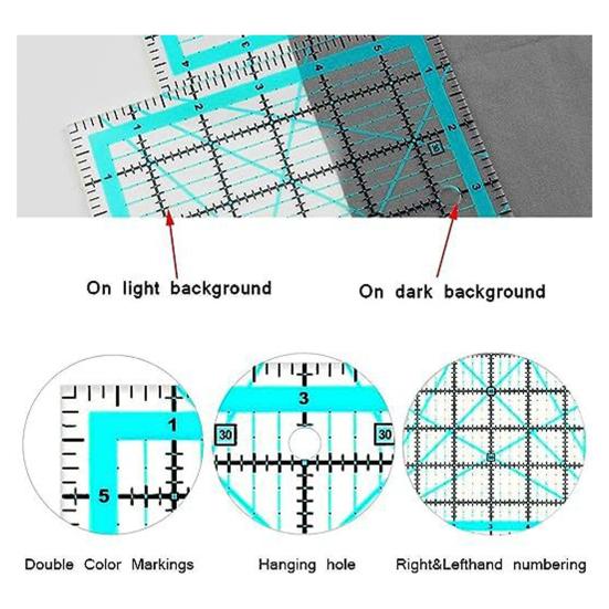 Yousheng 4Pcs Acrylic Quilting Ruler 4.5/6/9.5/12.5-Inch Square Fabric Cutting Patchwork Ruler with Clear Mark DIY Sewing Craft Projects Template