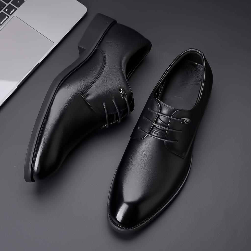 Black Big Size Cow Leather Shoes for Men Spring Autumn New Designer Business Casual Shoes Male Fashion Wedding Shoe Man