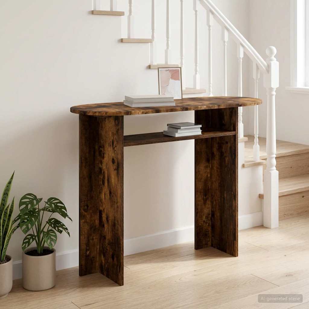Console Table with Storage Smoked Oak Finish 100 x 39.5 x 75 cm