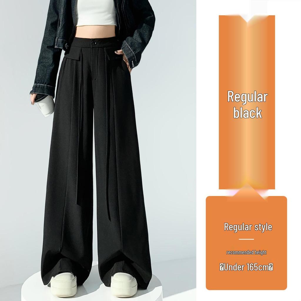 Designer Women's Wide-Leg High-Waist Pants - 2026 Spring Collection, Slimming Loose Straight Fit, Floor-Length Casual Drape Style