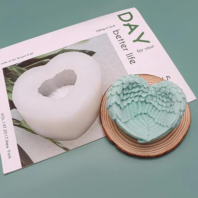 1 Pcs Angel Love Wings Silicone Mold Office Storage Epoxy Ornaments Key Candle Holder Mold Candle Making Supplies