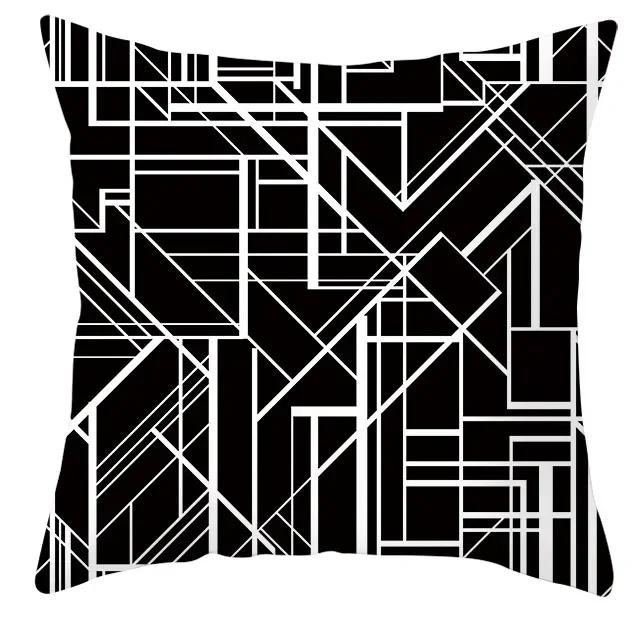 45*45cm Black and White Cushion Cover Waist Pillowcase Nordic Geometric Throw Pillow Sofa Bedroom Pillowslip Car Home Decor