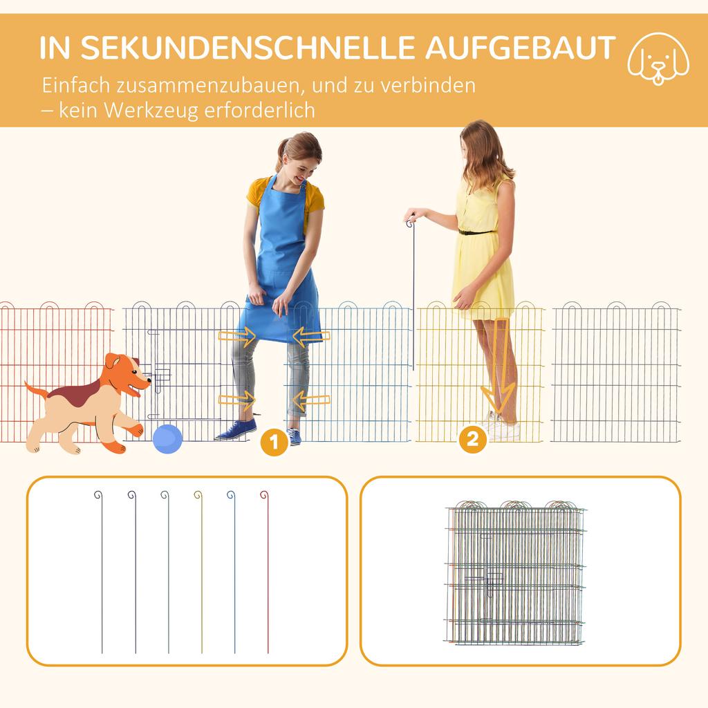 Pet Playpen Crate, with Six Panels, Door, for Indoors and Outdoors