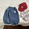 Children's Spring and Summer Loose Harem Pants Casual Soft Mid-waist Jeans for Small and Medium-sized Children