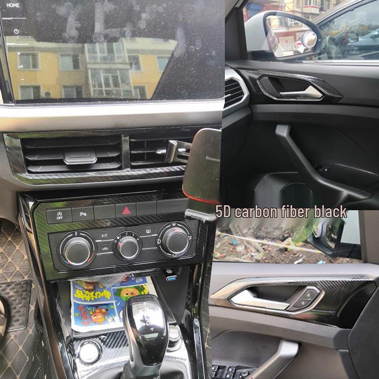 Volkswagen T-Cross Interior Carbon Fiber Gear Console and Door Film Stickers for 20 Models
