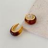 1 Pair Women Hanging Earrings Vintage U-shaped Oil Matching Drip Smooth Color Prom Huggie Earrings Commute Dangle