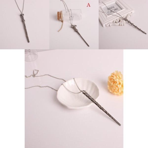 Elegant Magic Wand Pendant Necklace For Men Women Unique Alloy Jewelry Design