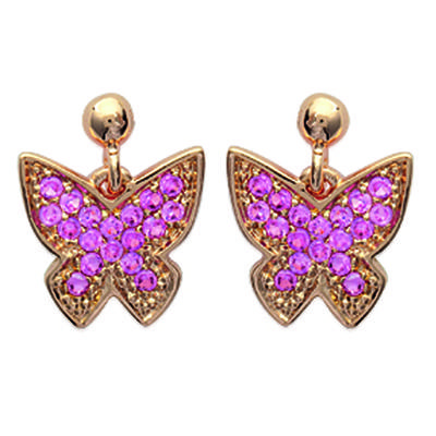 [J7211] - Rose Gold 'Butterflies' Gold Plated Earrings - 10x14 Mm