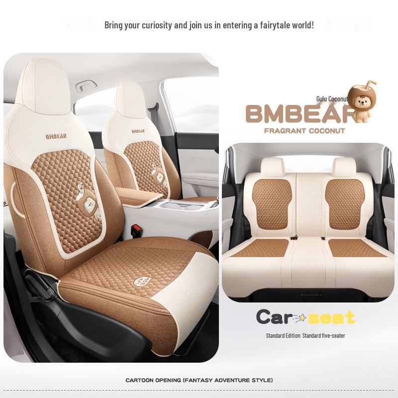 Geely Star Wish Cartoon Linen Seat Covers, Full-Coverage, All-Season Breathable Cushions for UP-Specific Cars