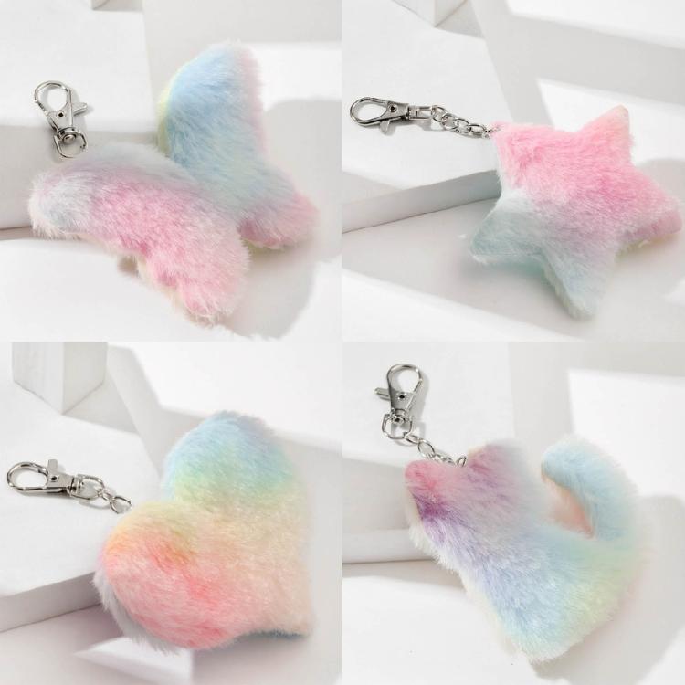 Butterfly Keychain Rings Cute Cat Keychain Pendant Plush Car Keyring Decoration