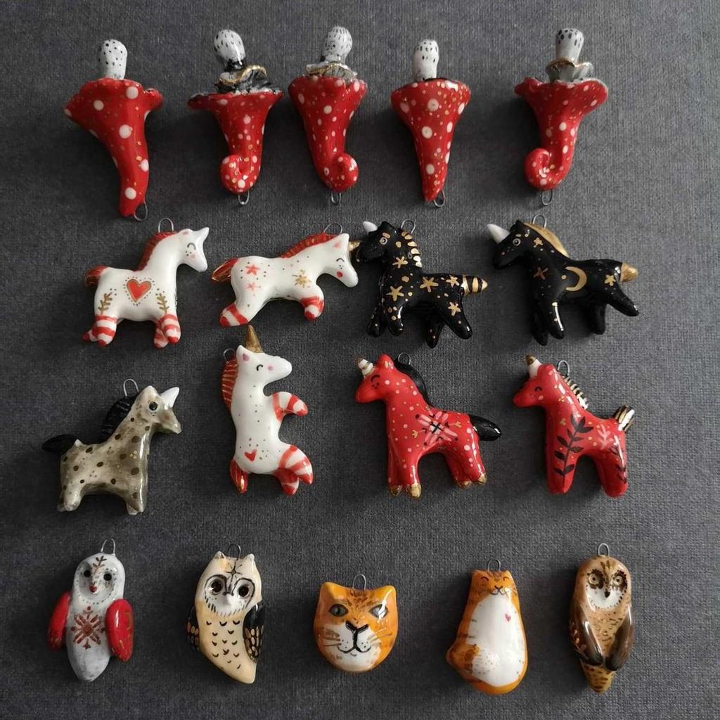 New Arrival Natural Animal & Mushroom Pendant, DIY 18K Gold Oil Painting with Color Retention