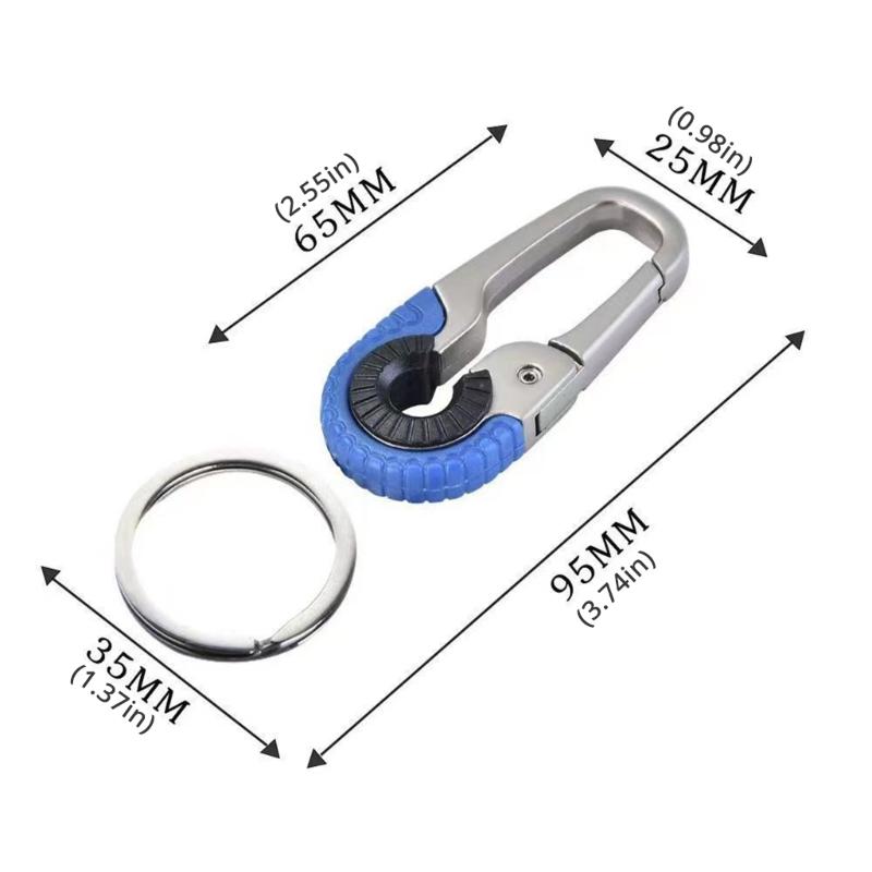 Stylish Men Keychain Hook Double Rings Carabiner Rotating Clasp Key Holder Suitable for Outdoor Climbing and Fishing