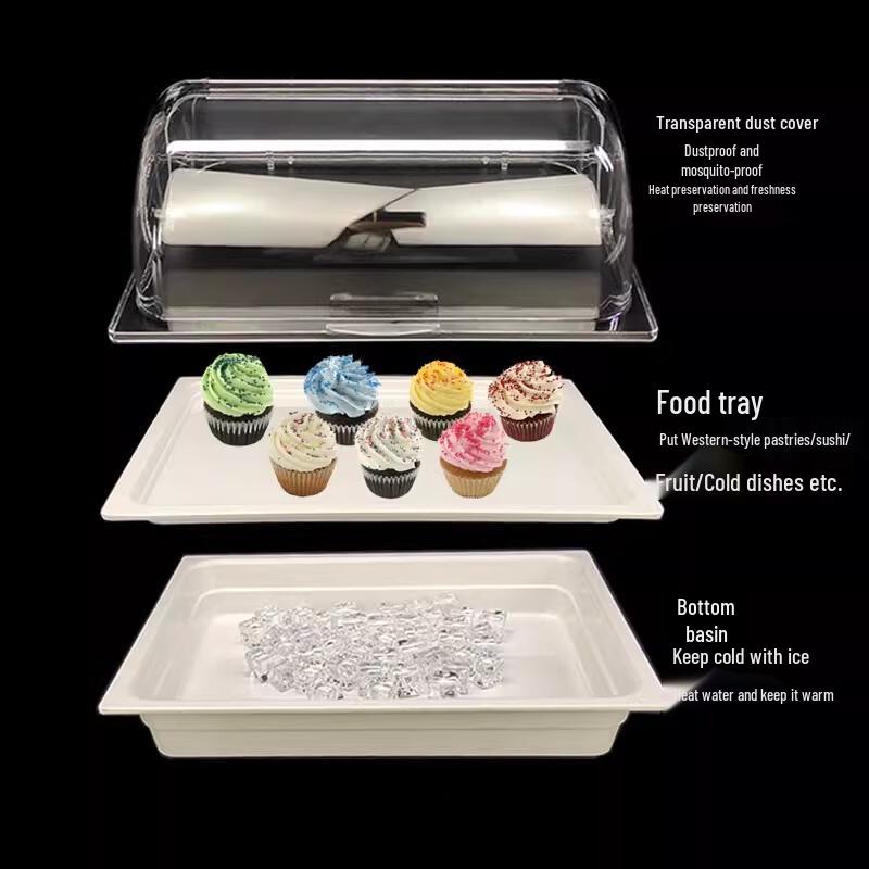 Clear Plastic Bread & Cake Display Tray with Insulated Dust Cover
