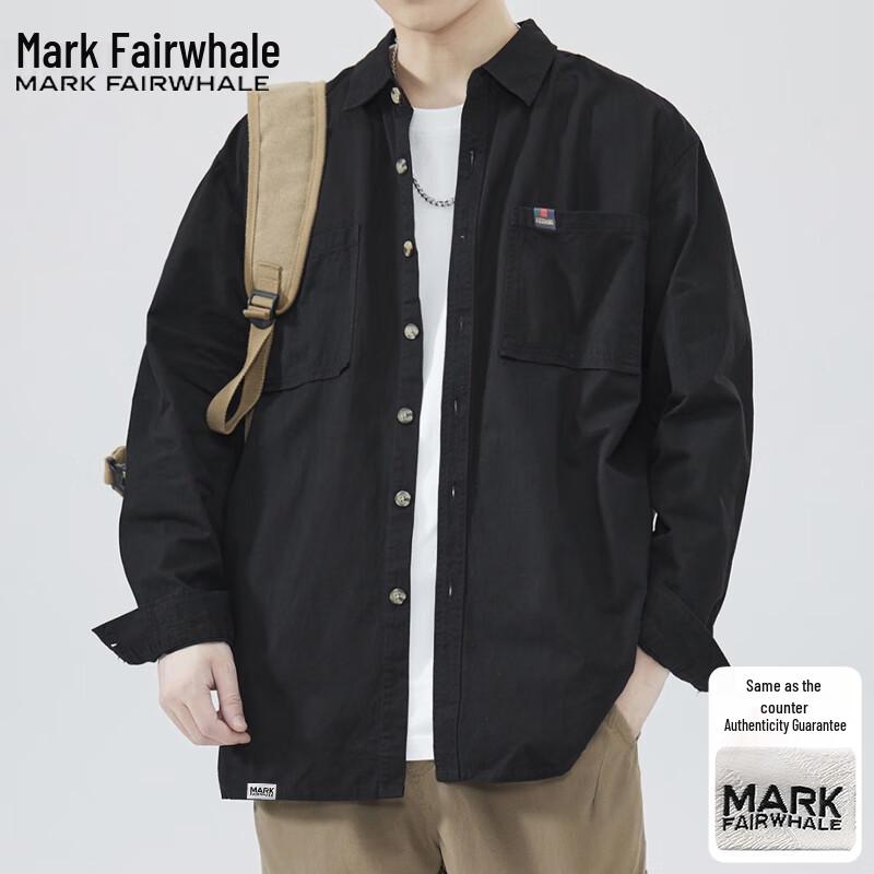 Mark Fairwhale Men's Pure Color Long-Sleeve Casual Shirt