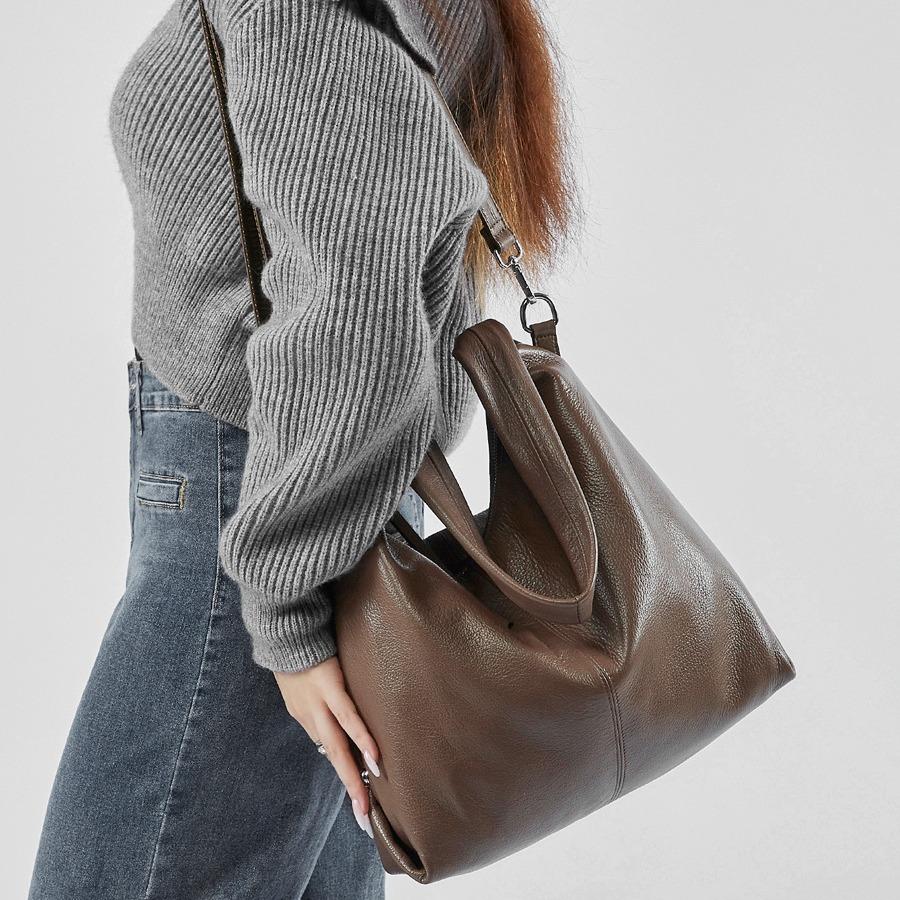 Pendler Große Kapazität Achseltasche Mode Einfarbig Lässige Umhängetasche Leder Pendler Tragetasche