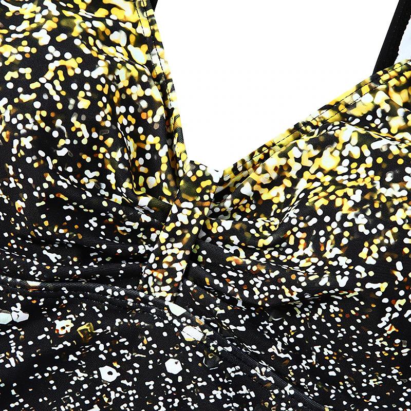 2022 Koreanischer Schwarzer Bedruckter Bikini Damen Hüfthebender Dreieck Badeanzug