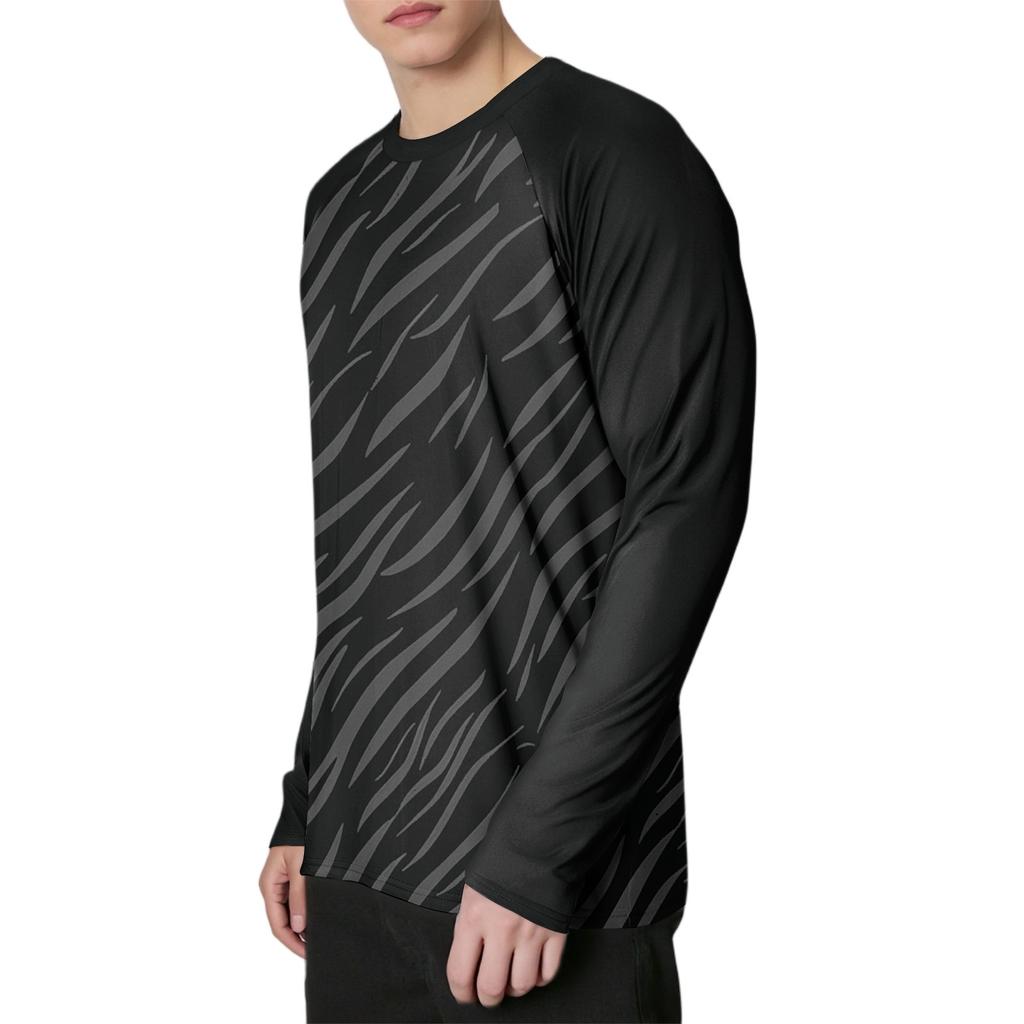 Men's Fashion Printed Raglan Long Sleeve Sports Top