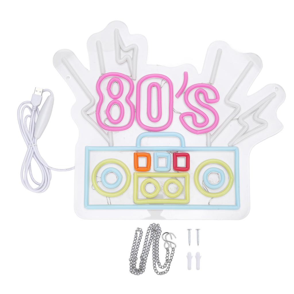 80 s Neon Sign Multi Color LED Strips Acrylic Panel 80 s Wall Decor for Bar Party Shop Cafe