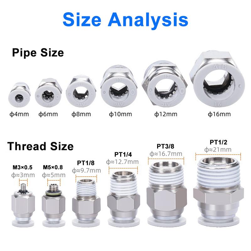 Airtac PC/PL/PCF/PSL-M5/01/02/03/04 Straight Through (Variable Diameter) Connector car Pressure Regulators 5