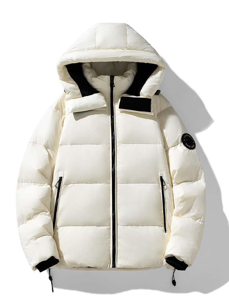 Men's Winter Thickened White Duck Down Jacket - Youth Warm Trendy Hooded Puffer Outerwear
