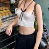 European & American Style Strapless Lace Trim Halter Tank Top for Women