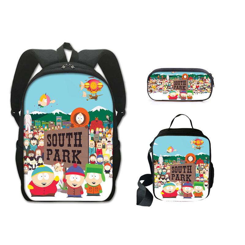 Classic Popular Novelty Funny south park 3D Print 3pcs/Set pupil School Bags Laptop Daypack Backpack Lunch bag Pencil Case