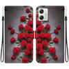 Handmade PU Leather Flip Case for Motorola Moto G54 Anti-Slip Shockproof Cover with Wrist Strap & Heart/Rose Cat Designs