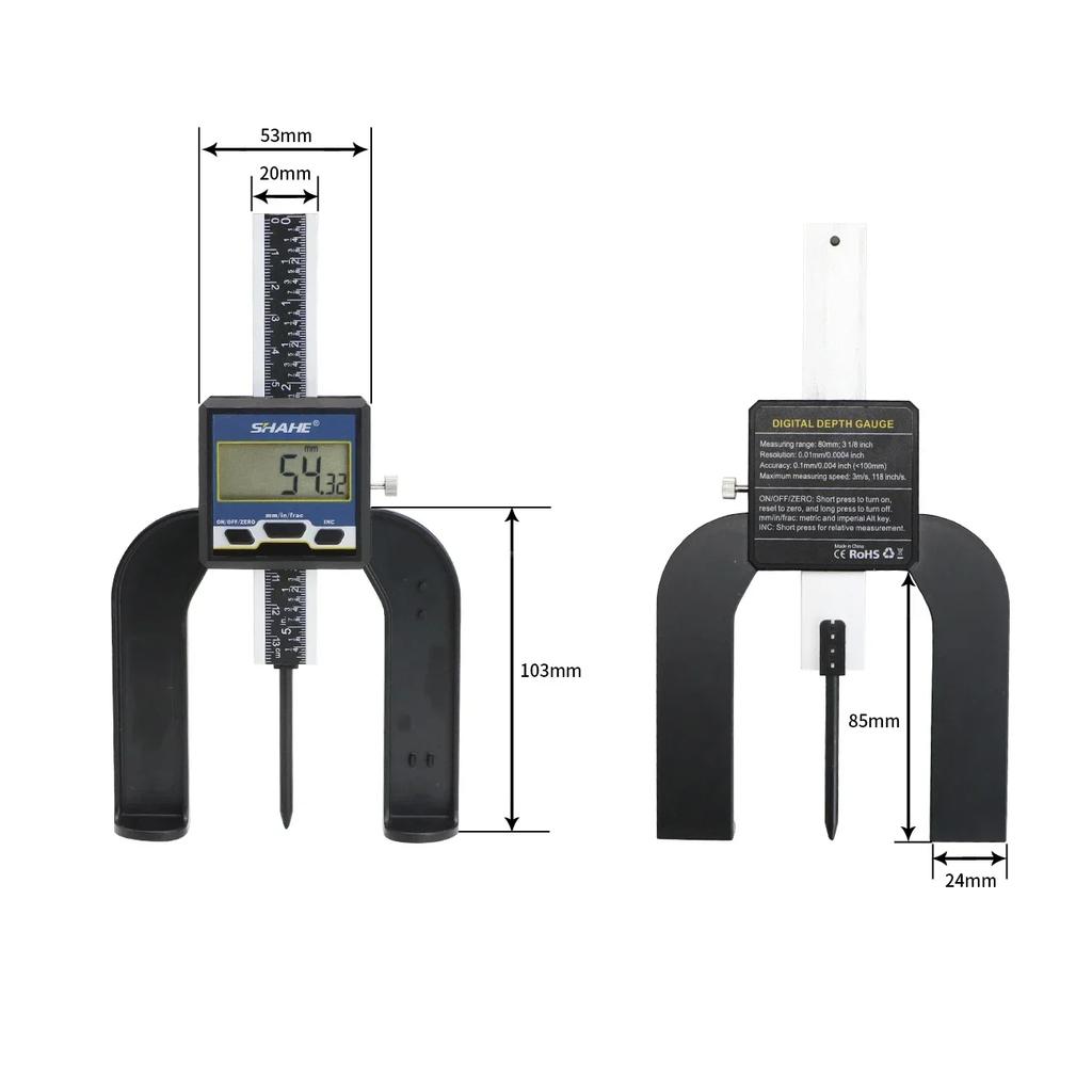 0-80mm 3 1/8 inch Digital Depth Gauges Height Gauge With Magnetic Base Woodworking Ruler for Router Table