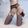 Meias-calças pretas sexy de rede com suspensórios - Meias-calças modeladoras e divertidas para pernas bonitas