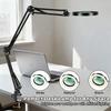 Dreistufig faltbare Lupe mit Licht und Klemme 3 Farbmodi Stufenlos dimmbar Flexibler Schwenkarm 72 LED Schreibtischlampe
