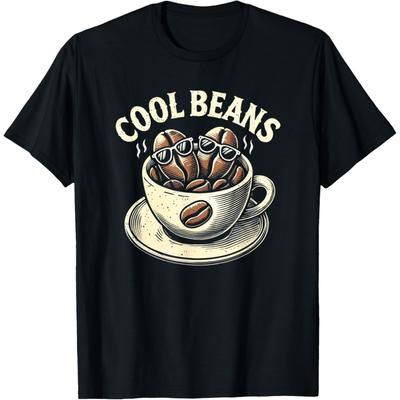 Cool Beans Coffee Caffeine Lover Retro Graphic Novelty T-Shirt