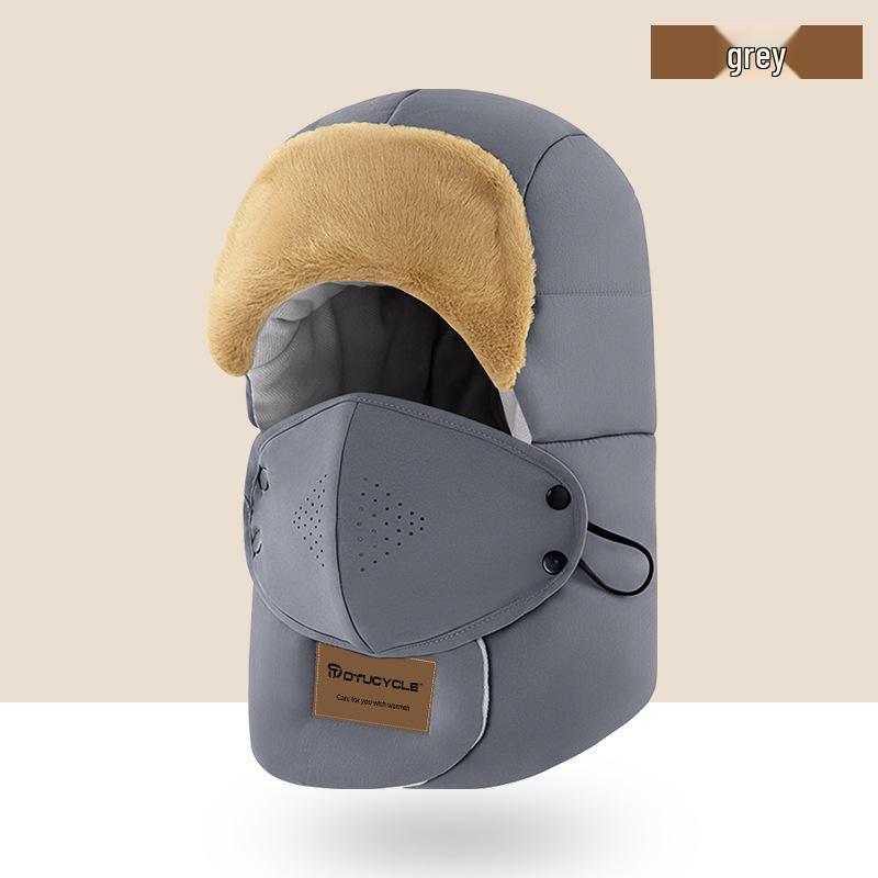 Electric Vehicle Winter Skiing Windproof Waterproof Thickened Lei Feng Hat with Visor