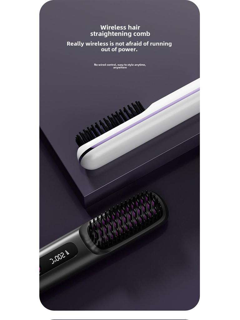 Portable LCD Ceramic Ion Hair Straightener & Curler Comb