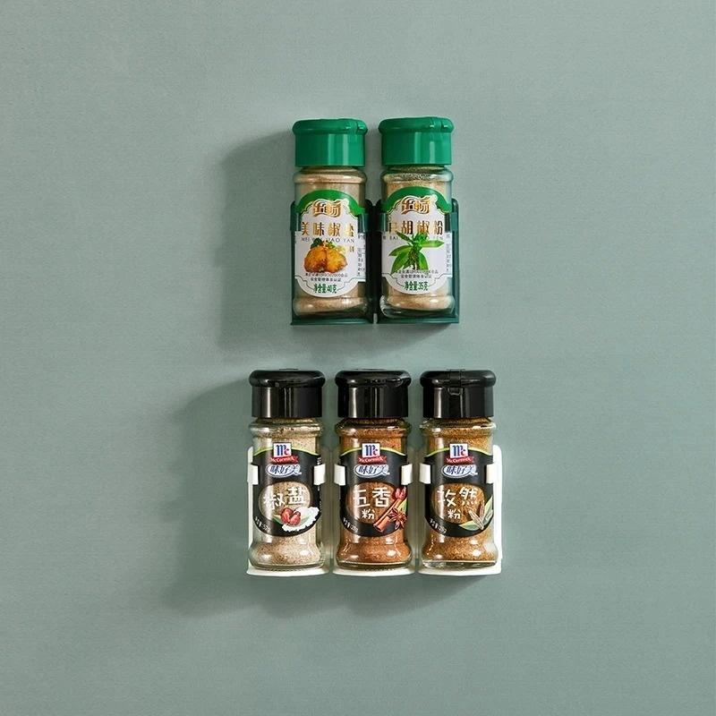 2 Pieces Wall Mounted Spice Jar Holder Adjustable Spice Rack Organizer for Improve Your Kitchen Efficiency
