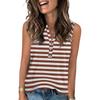 Women's Casual Fashion Summer Print Tank Top V-neck Sleeveless Button Up Top