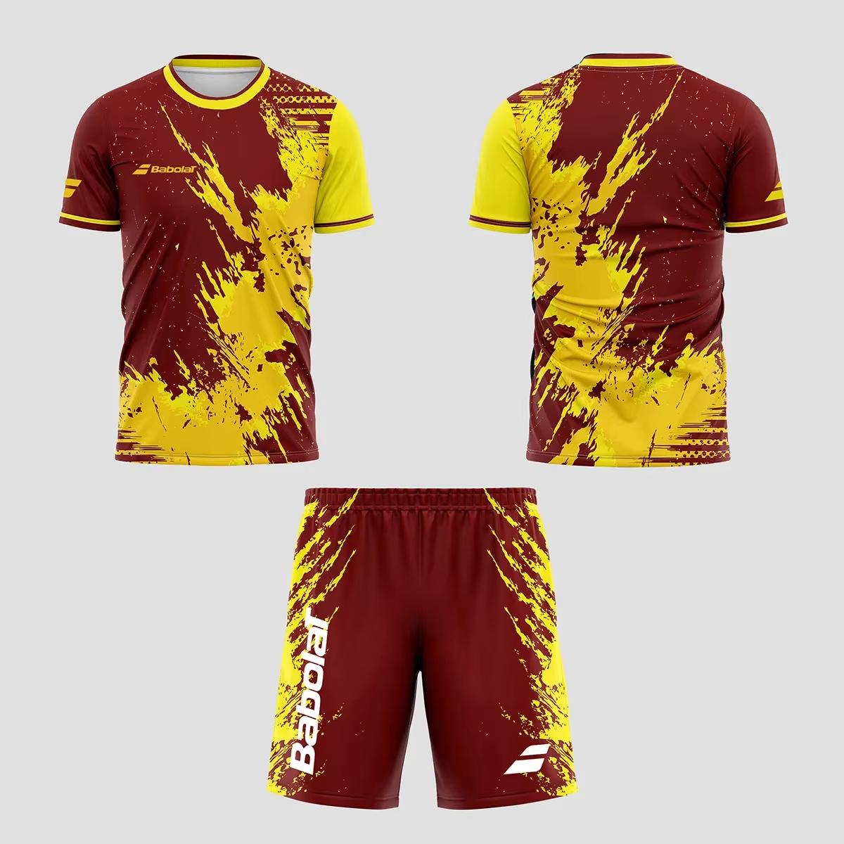 

2025 Новый мужской летний комплект для тенниса из дышащей ткани, быстросохнущий свободный комплект для бадминтона, мужская футболка и шорты с короткими рукавами, мягкий комплект M