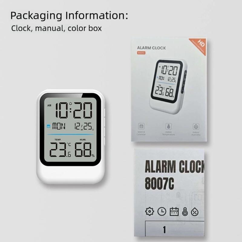 Temperature Humidity Meter Clock With 12/24H Time Format And Celsius For Home Office